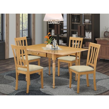 East West Furniture 5 Piece Monza Kitchen Furniture Set - Oak MZAN5-OAK-C